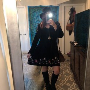 Velvet, flower embroidered dress